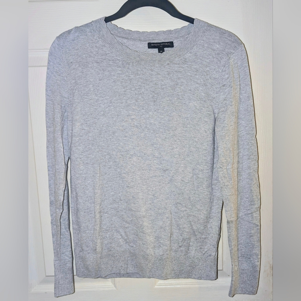 Banana Republic Light Gray Cotton Pullover Sweater